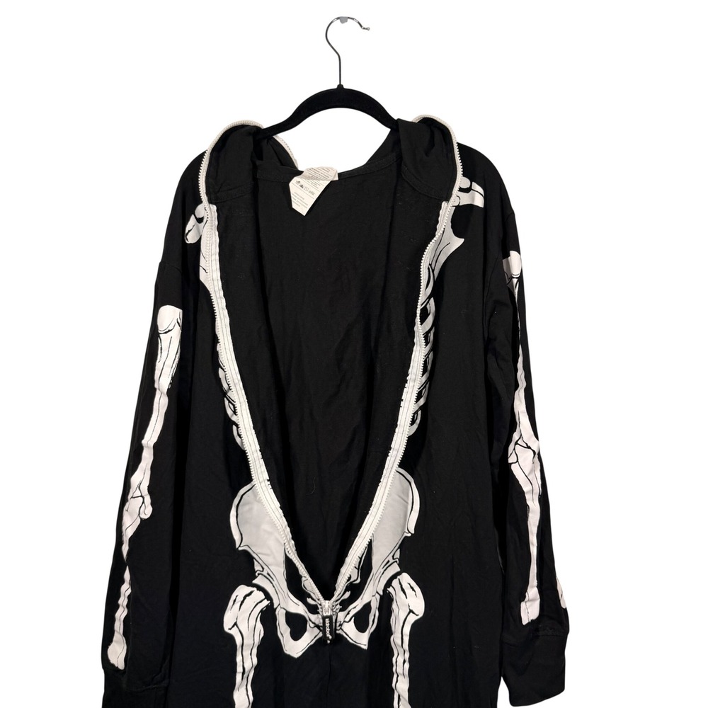 Rubies Skeleton Comfywear Jumpsuit Mens XL Black Full Zip Hooded Costume - Picture 4 of 7